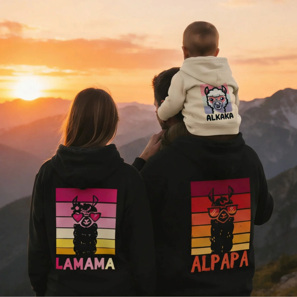 Alpapa-Lamama-Alkaka-Bergblick-Papa-Mama-Baby-Bio-Hoodie-Familien-Partnerlook