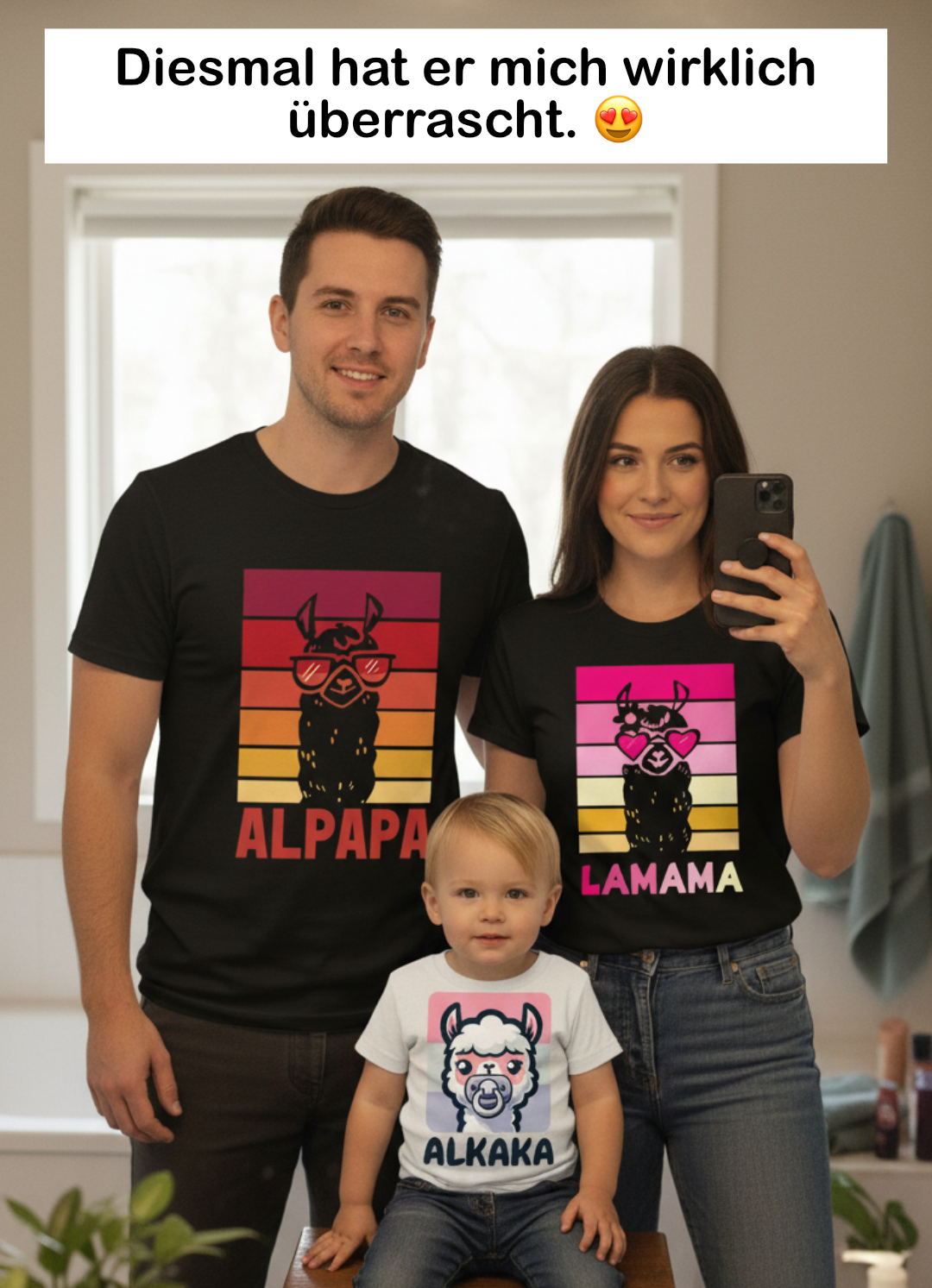 Family_Spiegelselfie_Frau_Alpapa_Lamama_Alkaka_Shirts